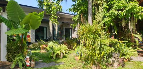 un jardín frente a una casa con plantas en Marin' s Home, en Thalang