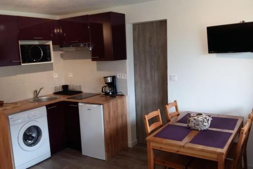 Kuchyňa alebo kuchynka v ubytovaní appartement avec balcon au Mont Dore