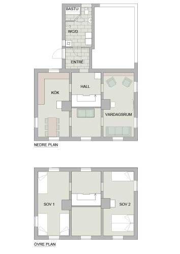 Načrt razporeditve prostorov v nastanitvi Funäsdalen Högen 6
