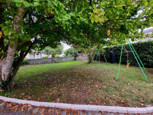 two swings under a tree in a park at TI CAZ PYRENEES (Chambre d'Hôtes) in Mirepeix