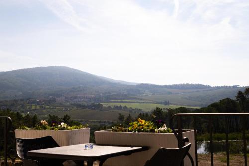 a table and chairs on a balcony with a view at Casa di Palaia in Strada