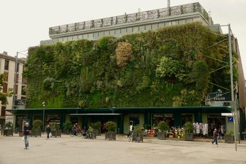 a building with a green wall with people walking around it at LA MAISON IM in Avignon