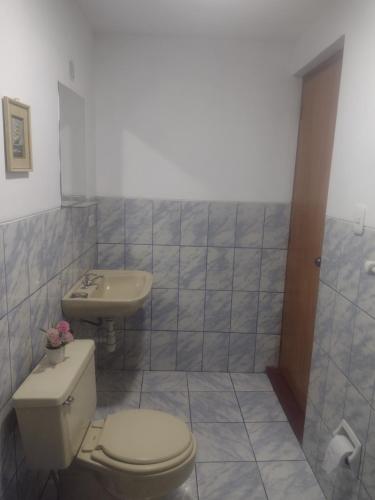 a bathroom with a toilet and a sink at Casa de Isabel in Arequipa