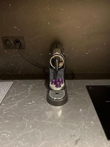 un téléphone portable avec des balles violettes à l'intérieur de celui-ci dans l'établissement Bordeaux: Le Joyau de Cerf Volant, à Bordeaux