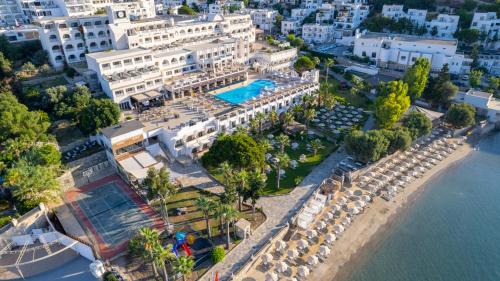 an aerial view of a resort with a swimming pool at Azka Hotel in Bodrum City