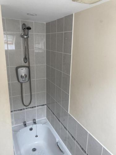 a bathroom with a shower and a bath tub at The Cridford Inn in Trusham