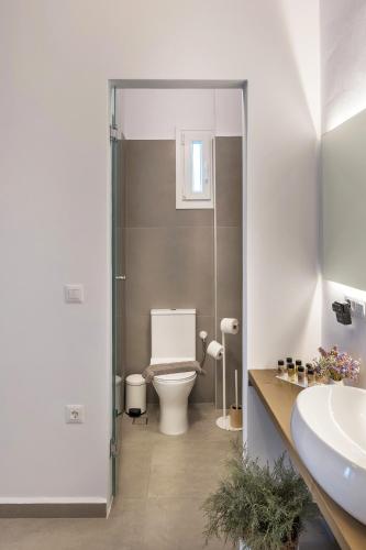 a bathroom with a toilet and a sink at Vivianna's View in Azolimnos