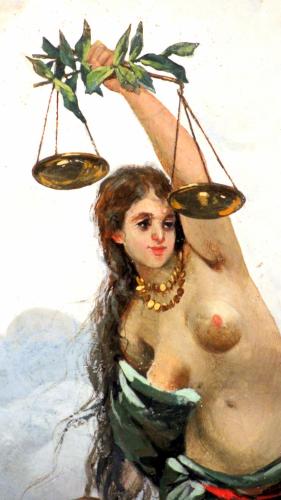 a painting of a woman holding a scale at Duomo Housing Catania Le Suites in Catania