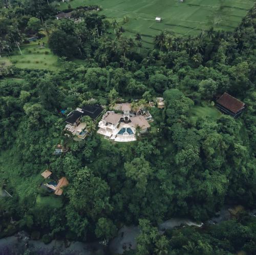 an overhead view of a house in the forest at Villa Cella Bella Ubud in Ubud