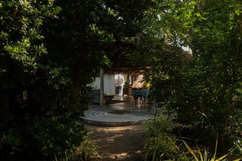 a view of a garden through a group of trees at Luna Laguna in Kalpitiya