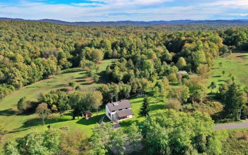 an aerial view of a house in the woods at Villa Diva Grabovčeva in Rakovica