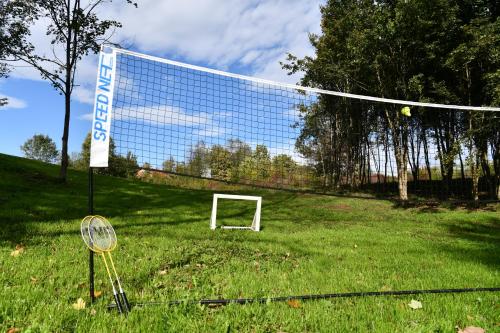 a net with a tennis ball on a field at Villa Diva Grabovčeva in Rakovica
