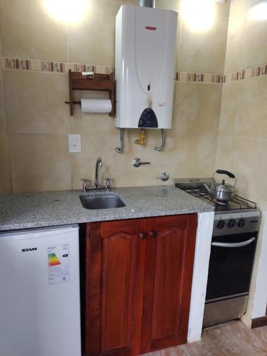 a kitchen with a sink and a stove at Yatale II in Chascomús
