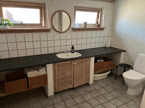 uma casa de banho com um lavatório e um WC em City House em Odense