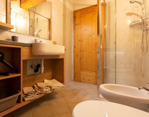 アンダロにあるAl Trucioloの洗面台、シャワー、トイレ付きのバスルーム