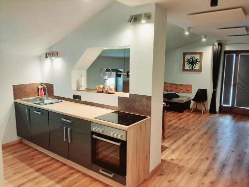 Η κουζίνα ή μικρή κουζίνα στο Ferienwohnung Staudach, Apartment