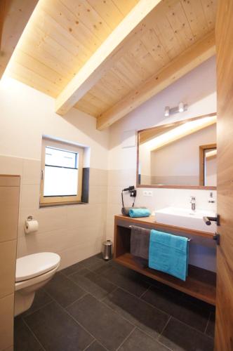 un baño con lavabo y espejo en Alpin Juwel Apartments, en Galtür