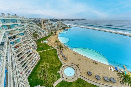 an aerial view of the beach and the ocean at Bay Dream 2B W/Wifi, Grill & View. in San Antonio