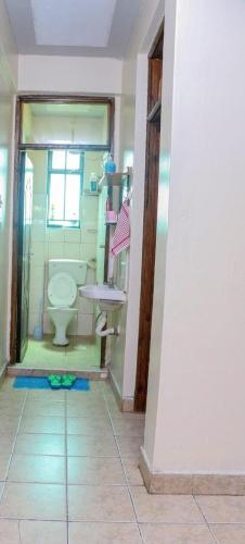 a bathroom with a toilet and a sink at Urban Apartment in Naivasha