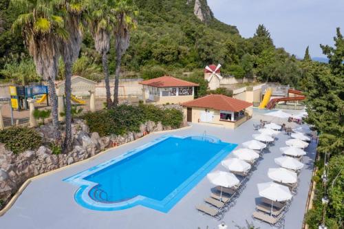 an overhead view of the pool at a resort at Louis Ionian Sun in Agios Ioannis Peristerion