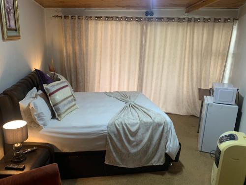 a bedroom with a bed and a window at Horizon Bed and Breakfast in Roodepoort