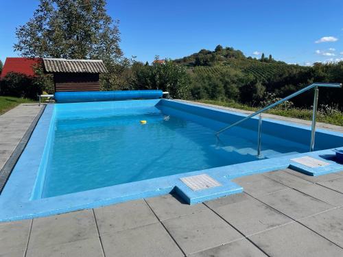 een groot zwembad met een blauw zwembad bij Kuća za odmor Martin in Sveti Martin na Muri