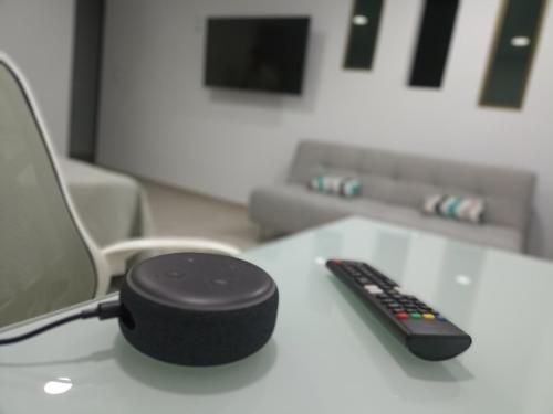 Televisi dan/atau pusat hiburan di Habitación Balcón comfort y elegancia en Pachuca