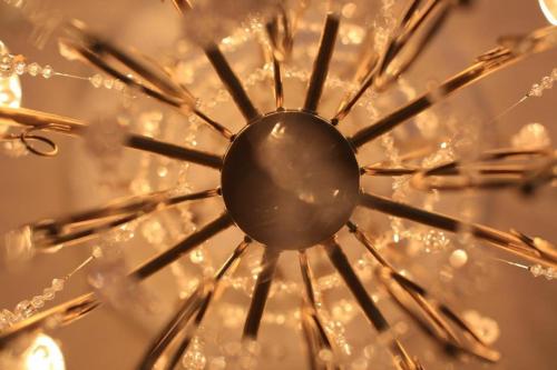 a close up of a christmas ball with lights at Hotel Plaza Yat Balam Anexo in Copan Ruinas