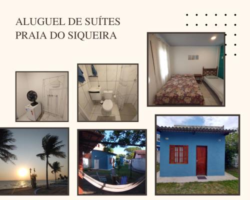 een collage van foto's van verschillende kamers en gebouwen bij Suites para casais na praça Oswaldo Cruz in Cabo Frio