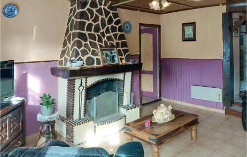 - un salon avec une cheminée au design girafe dans l'établissement 2 Bedroom Lovely Home In Longvilliers, à Longvilliers