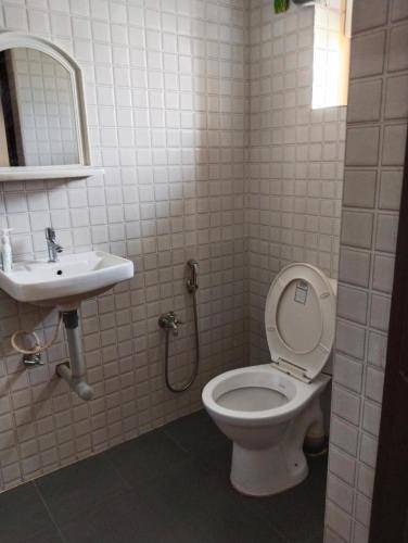 瓦加托的住宿－JK BNB Stay，一间带卫生间和水槽的浴室