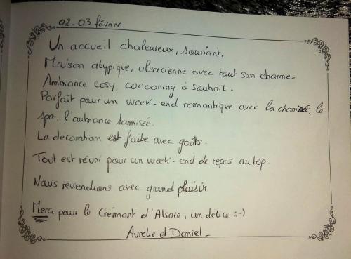 a handwritten document on a book with handwriting at Maison de charme à Wangen avec piscine privée et jardin in Wangen