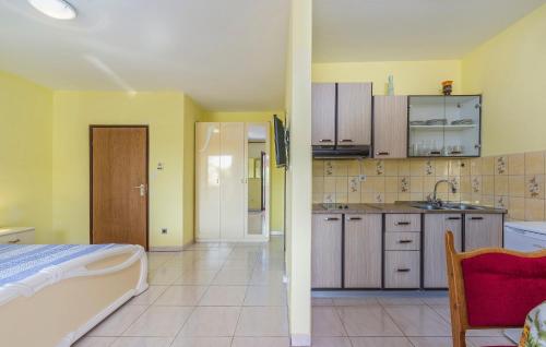 Kuchyň nebo kuchyňský kout v ubytování Apartments Nusha