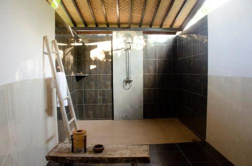 a bathroom with a shower with a ladder in it at Pandawa Village in Lovina