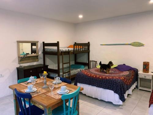 En eller flere senge i et værelse på Apartamento Color Centro Histórico - Vila Ilhabela