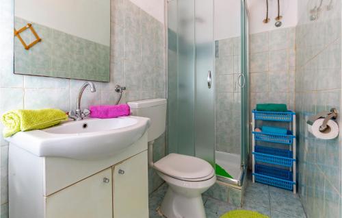 a bathroom with a sink and a toilet and a shower at Cozy Apartment In Liznjan With Wifi in Ližnjan
