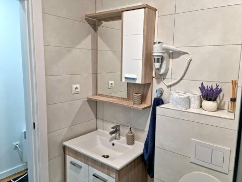 a bathroom with a sink and a mirror at Apartman Panorama in Bjelašnica