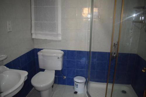 a bathroom with a toilet and a shower at Saint Julians Seafront 200m2 beautiful Apartment in Tal-Għoqod