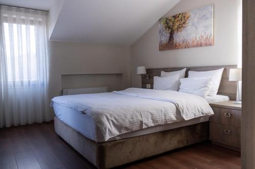 a bedroom with a large bed and a window at Ciflik Winery in Bitola