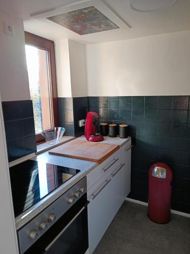 Dapur atau dapur kecil di Gruga Apartment an der Messe