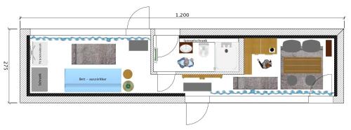 De plattegrond van Tiny House in Berlin Rummelsburg