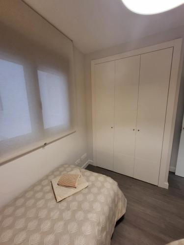a bedroom with a bed and a large closet at Alazán Jerez II-Parking gratis-wifi in Jerez de la Frontera