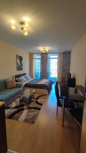 Χώρος καθιστικού στο Aspen Valley Studio Apartment Аспен Вали студио апартамент