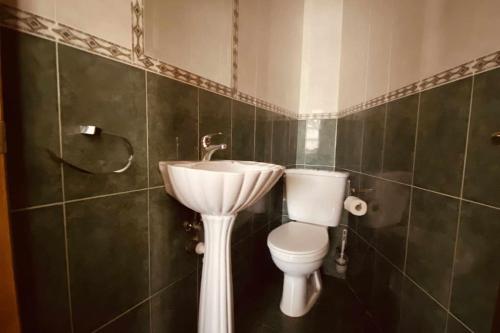 a bathroom with a sink and a toilet at apartamentos lleguera 1 in Llanes