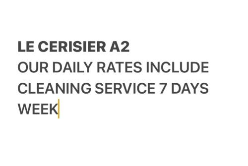 a text box with the words le centerer our daily rates include cleaning at Troux aux Biches Le Cerisier A2 Mauritius in Trou aux Biches