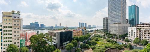 an aerial view of a city with tall buildings at Edoya hotel Dong Khoi in Ho Chi Minh City