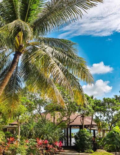 a palm tree in front of a building at Shantaa Resort, Kohkood in Ko Kood