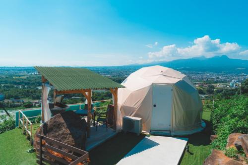 a large tent on a hill with a view at Blissful Garden - Vacation STAY 46400v in Shibukawa