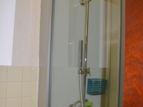 a shower in a bathroom with a glass door at Studio Valloire, 1 pièce, 4 personnes - FR-1-263-273 in Valloire