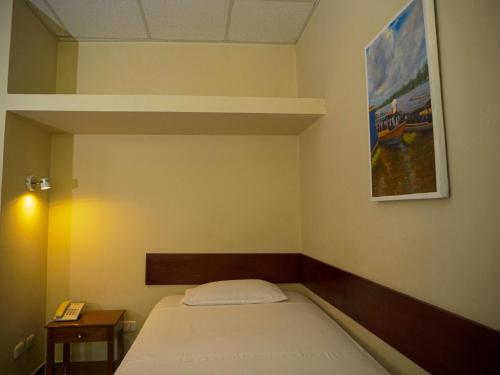 a bed in a room with a picture on the wall at Grand Hotel Mercedes in Pucallpa